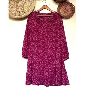 Old Navy Floral Long Sleeve Dress Magenta Size L